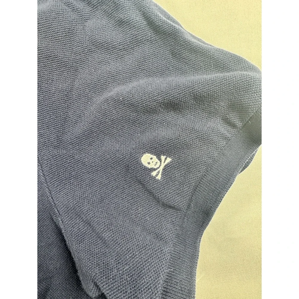 Polo Ralph Lauren Skull Crossbones Polo Shirt Mens L Custom Slim Fit Navy